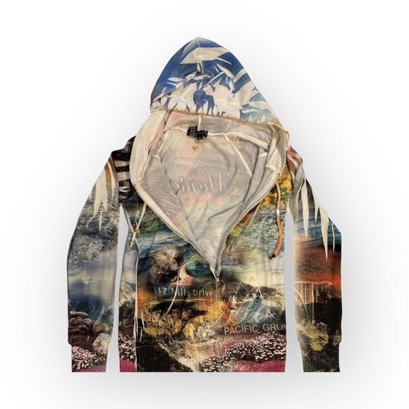 Passion-I Monterey Scenic Print Hooded Sweatshirt Multi Color Size Women M - Picture 3 of 15